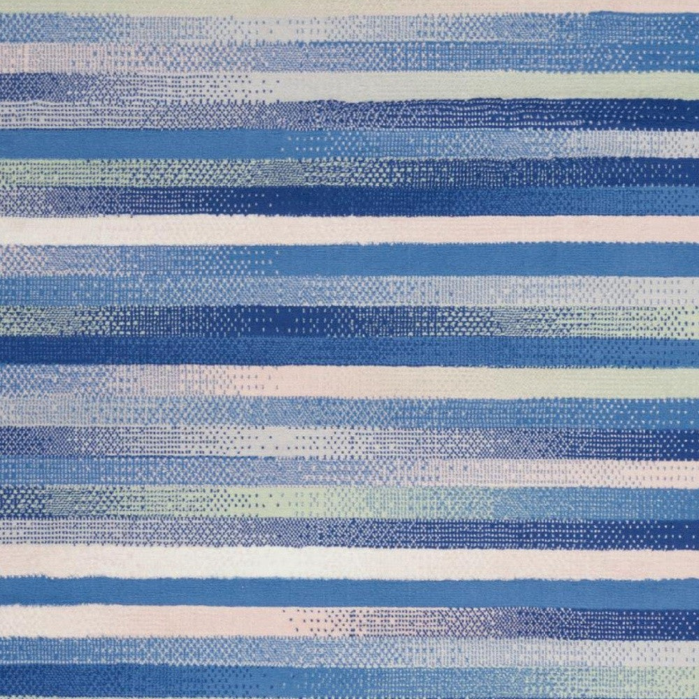 6' X 9' Blue And White Striped Dhurrie Area Rug-3