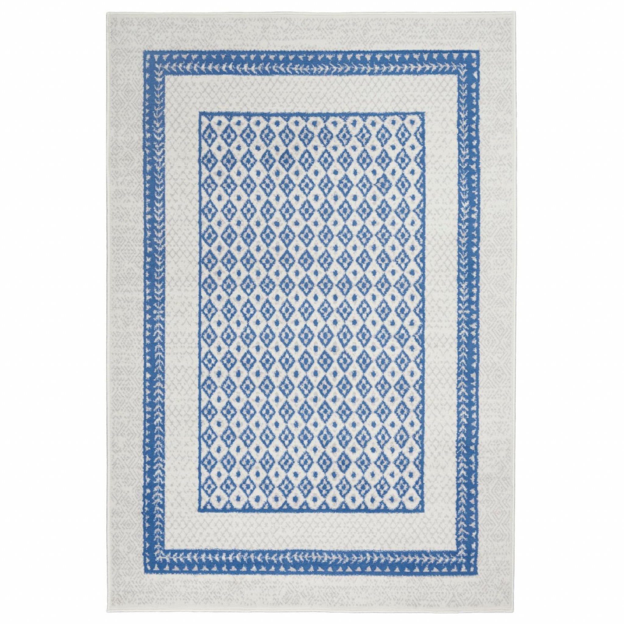 4' X 6' Navy Blue Geometric Dhurrie Area Rug-1