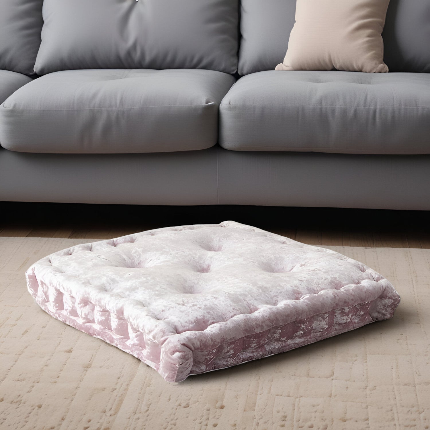 24" X 24" Rose Polyester Solid Color Floor Cushion-0