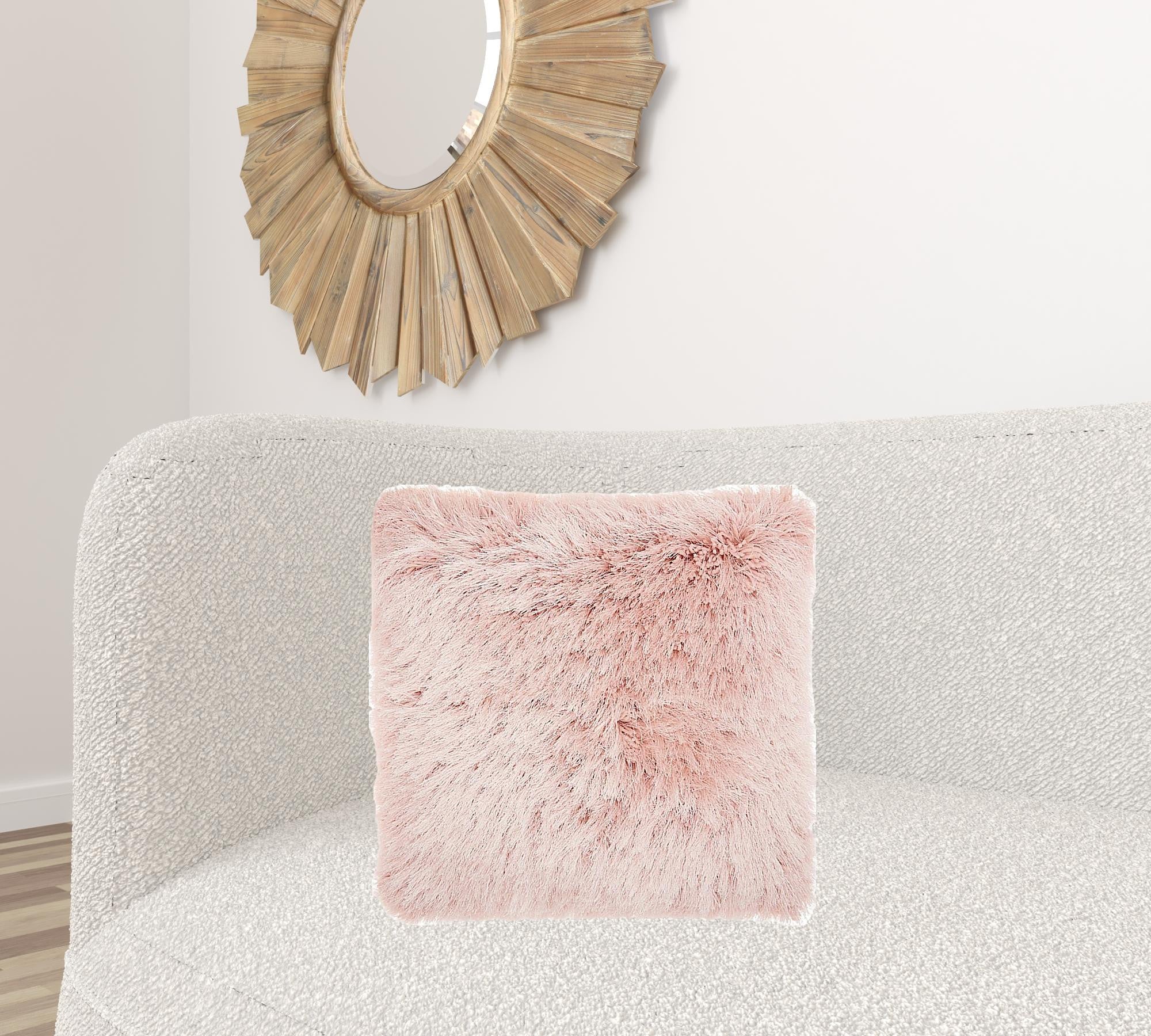 Plush Rose Shag Accent Throw Pillow-1