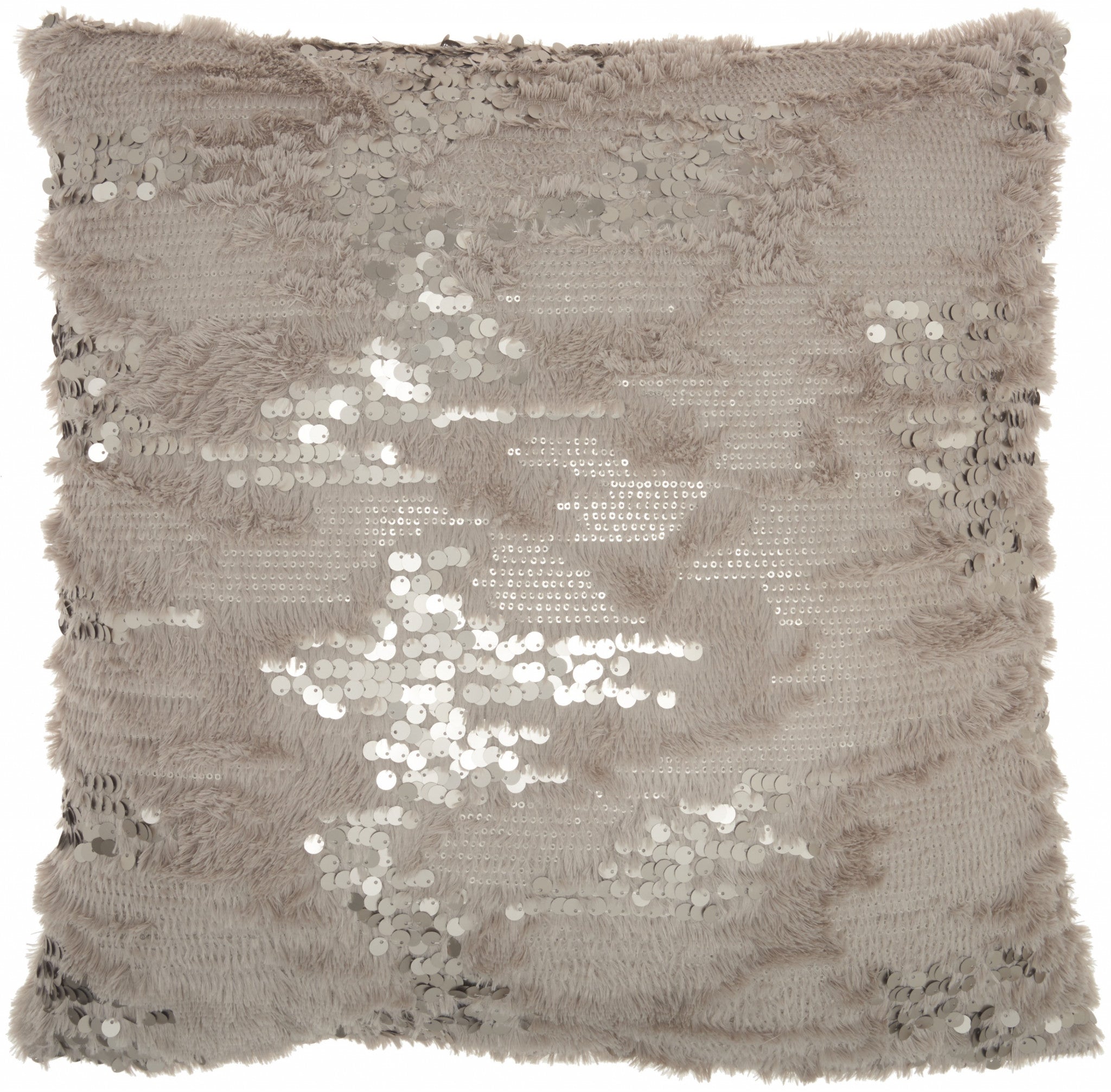 Sequined Grey Accent Throw Pillow-0