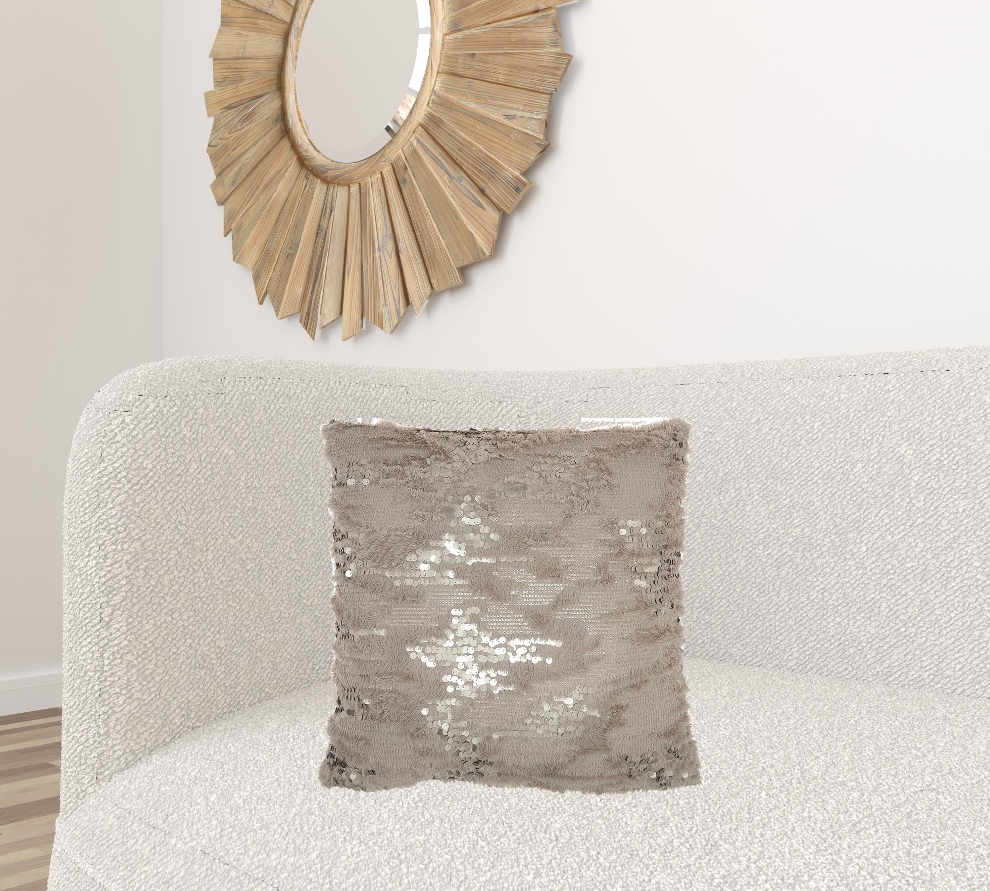 Sequined Grey Accent Throw Pillow-2