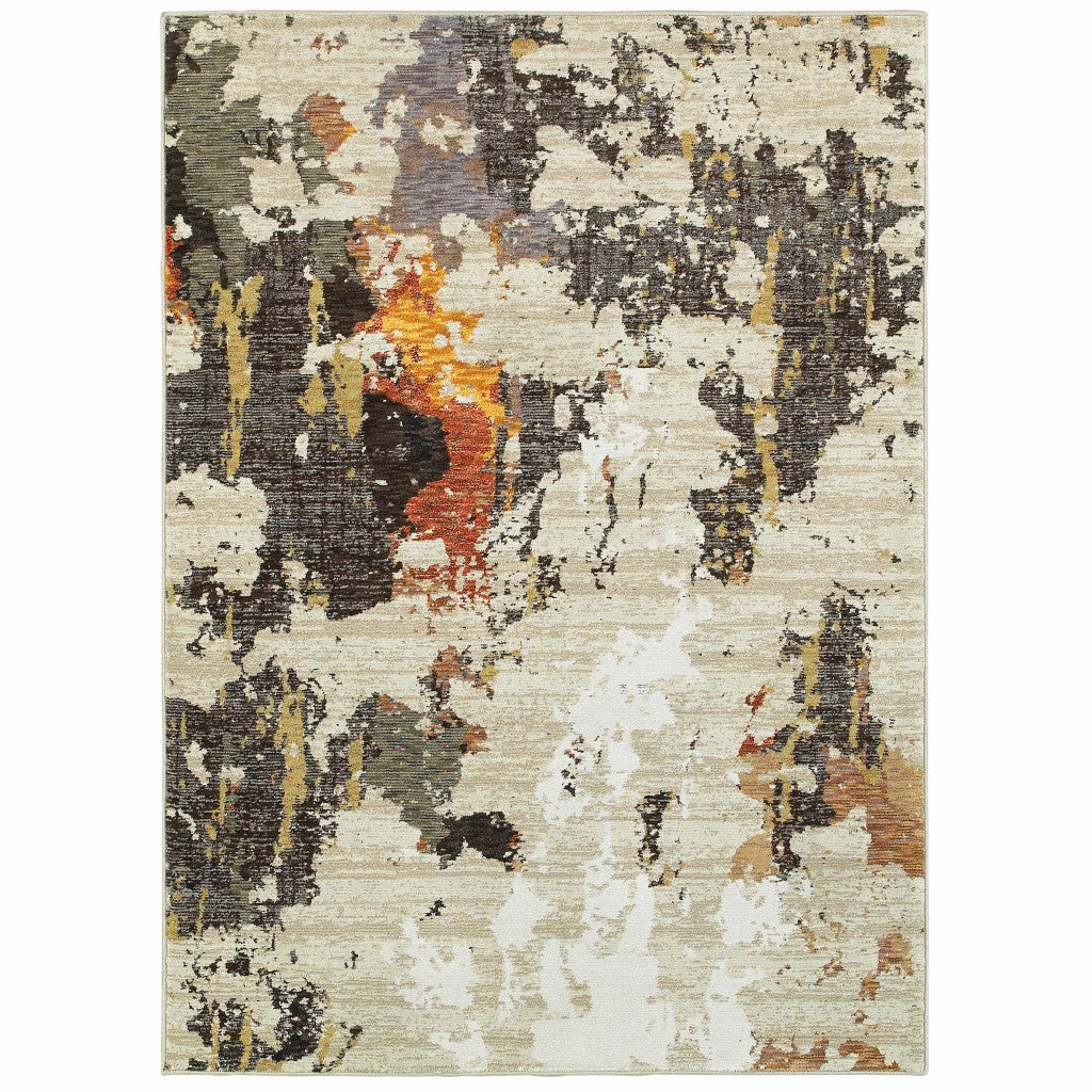 2' X 3' Beige and Black Power Loom Area Rug-1