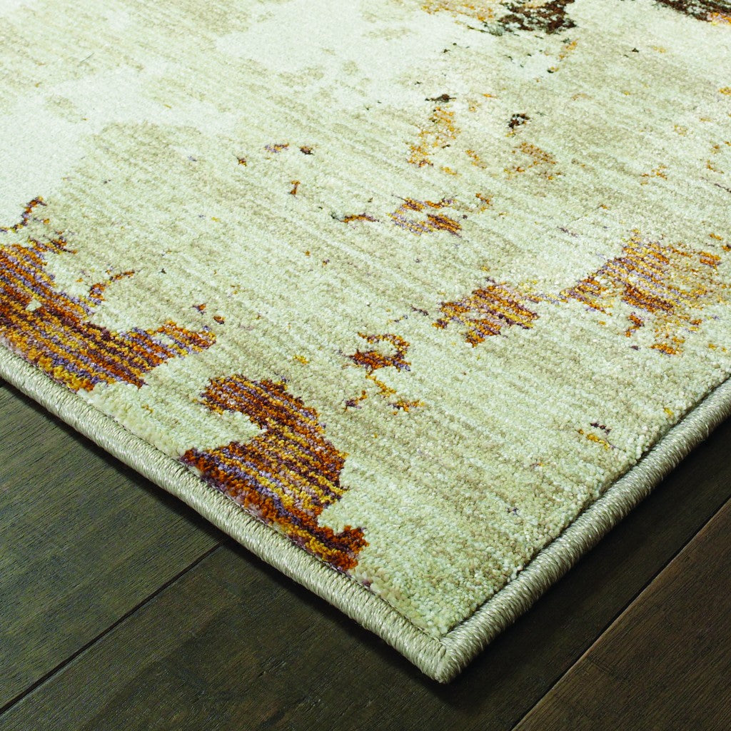 2' X 3' Beige and Black Power Loom Area Rug-6