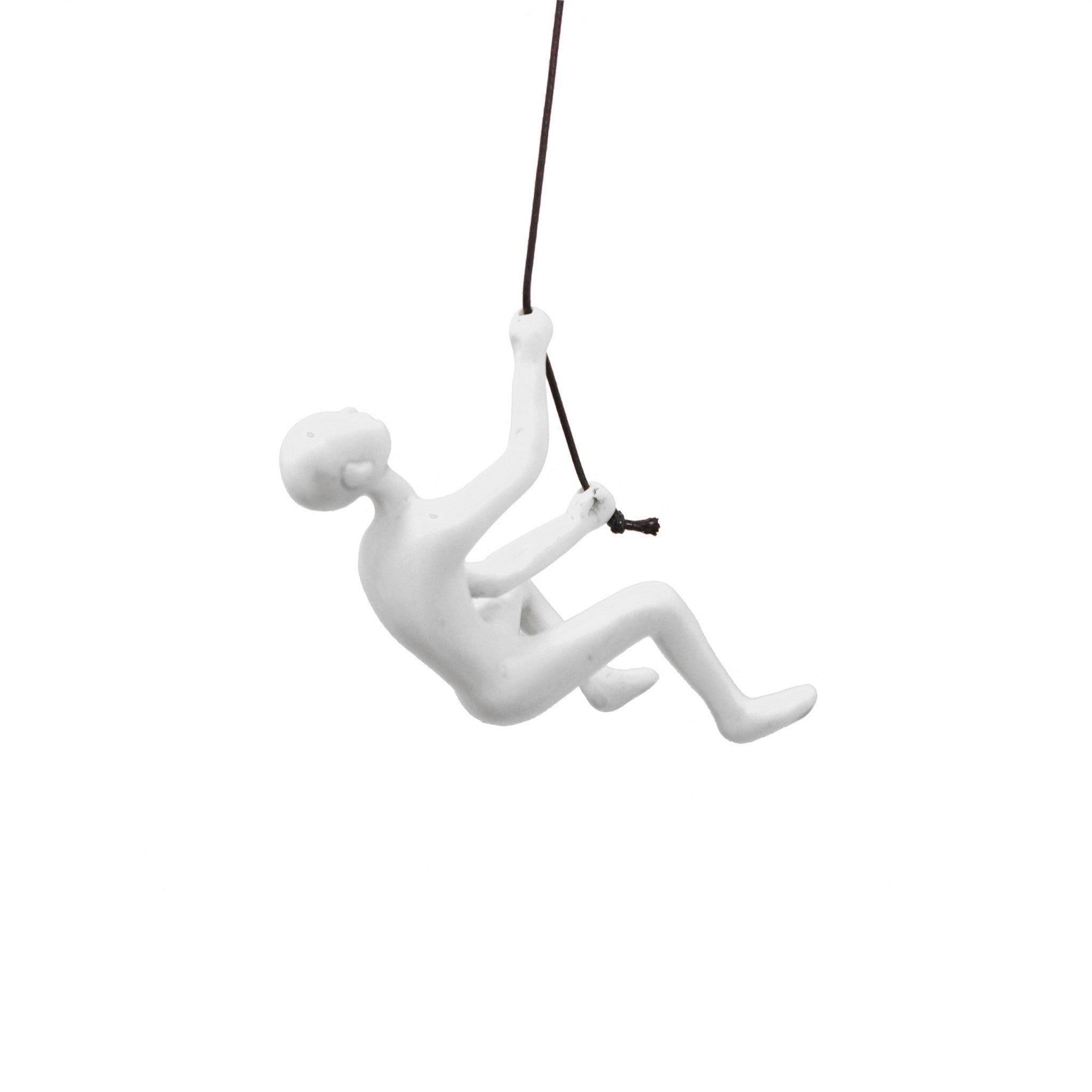 6" White Unique Resin Climbing Man With Rope Wall Art-0