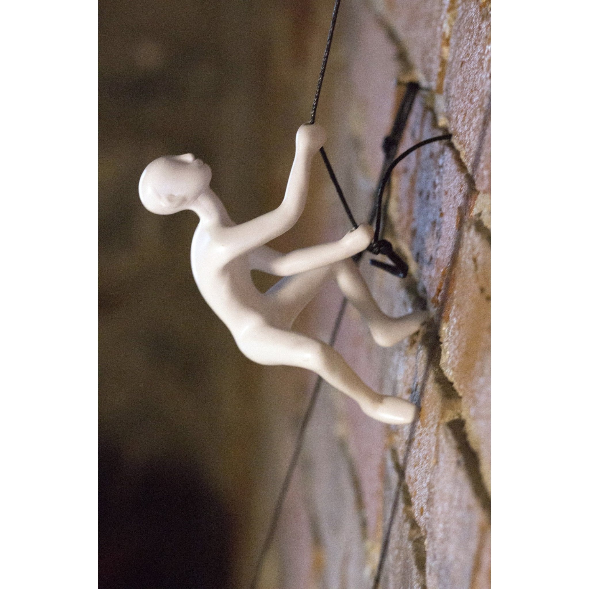 6" White Unique Resin Climbing Man With Rope Wall Art-2