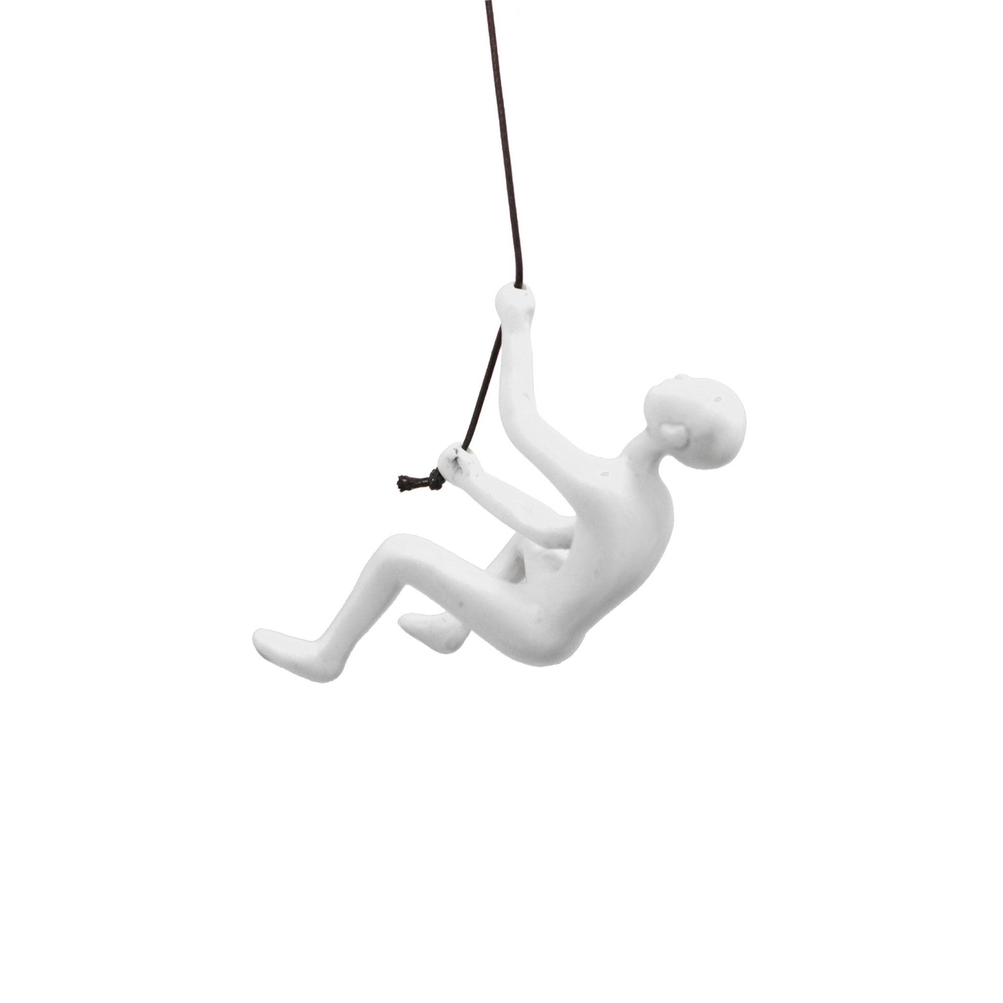 6" White Unique Resin Climbing Man With Rope Wall Art-4