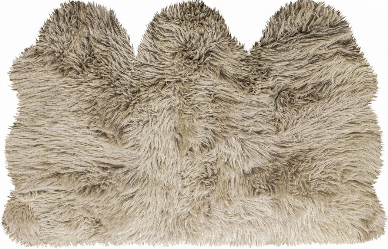 3' X 5' Taupe Natural Sheepskin Area Rug-1