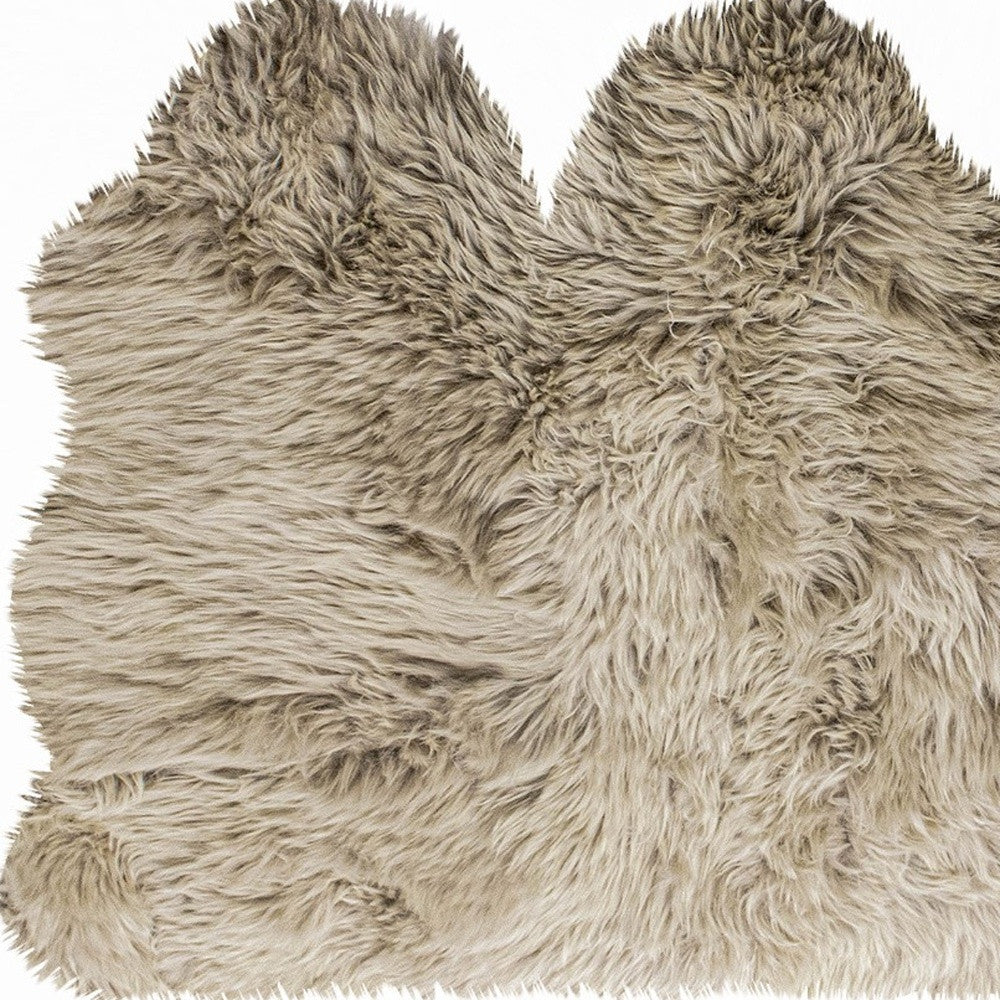 3' X 5' Taupe Natural Sheepskin Area Rug-5