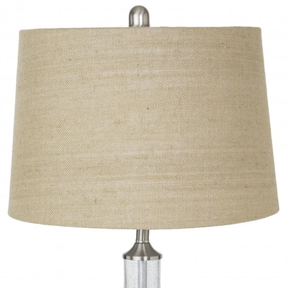 Set of Two 28" Silver Metal Table Lamps With Beige Empire Shade-6