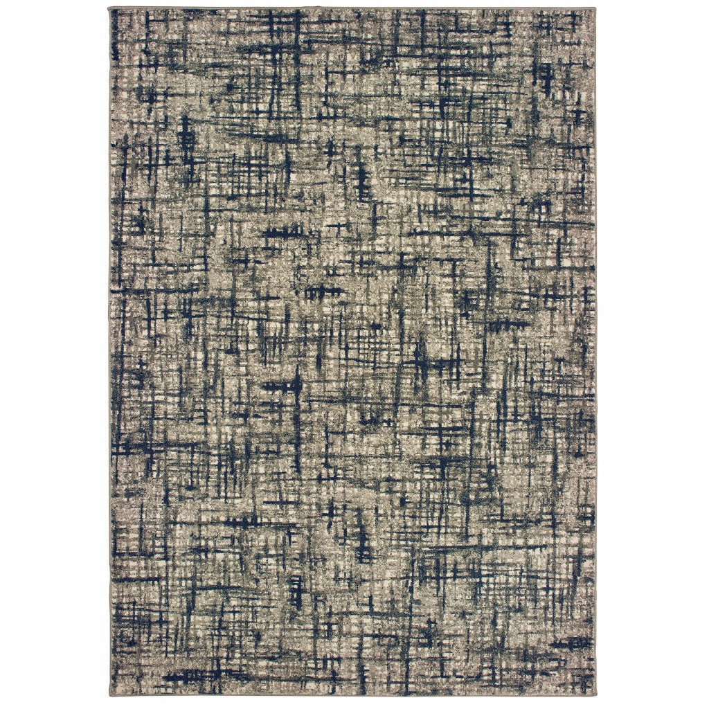 8' X 11' Gray And Navy Abstract Area Rug-1