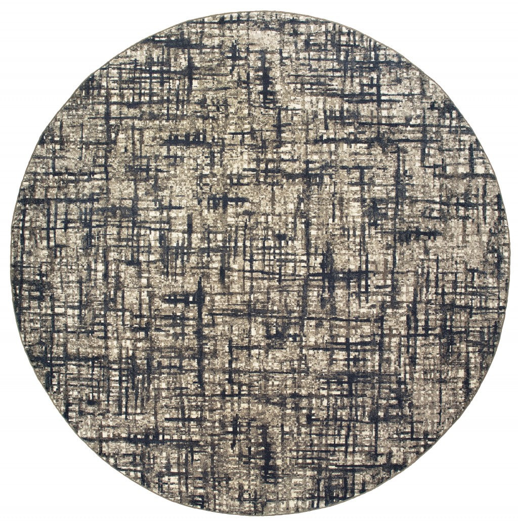 8' X 11' Gray And Navy Abstract Area Rug-3