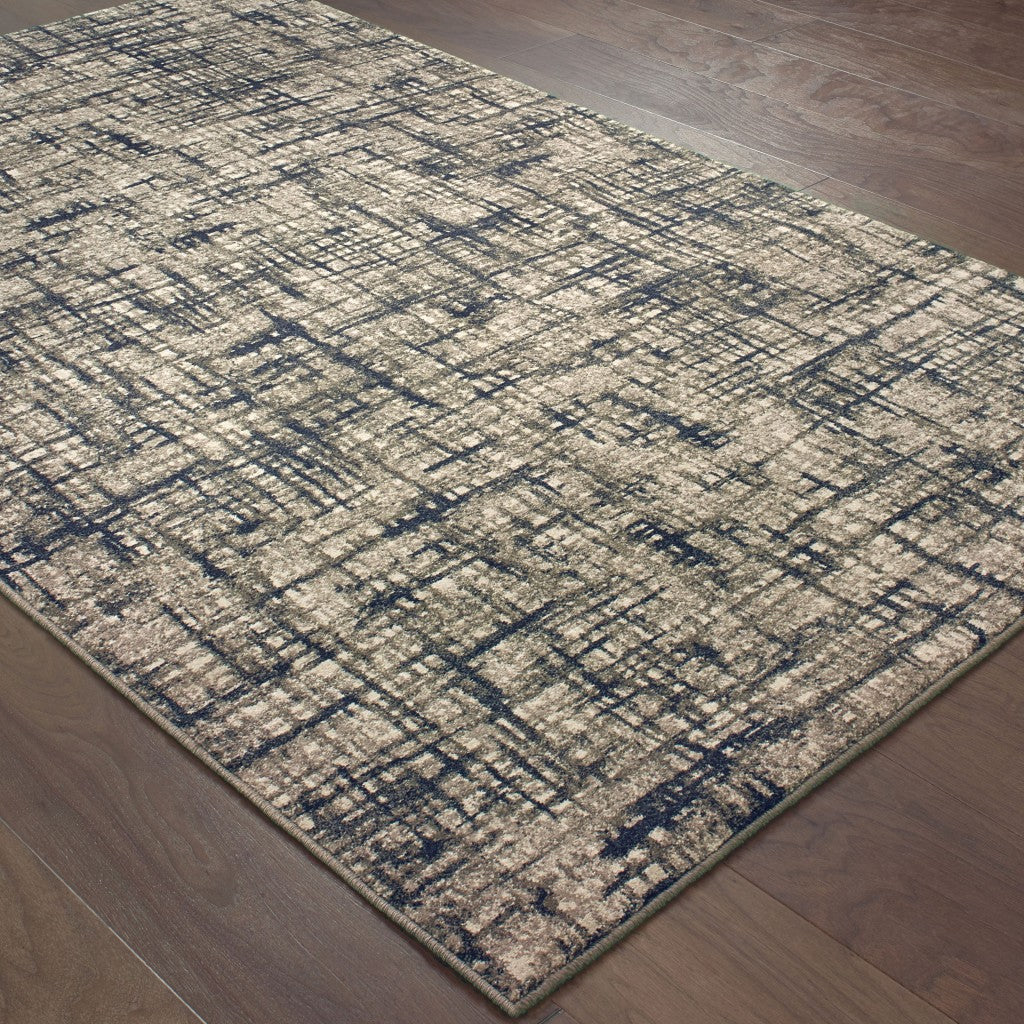 8' X 11' Gray And Navy Abstract Area Rug-6