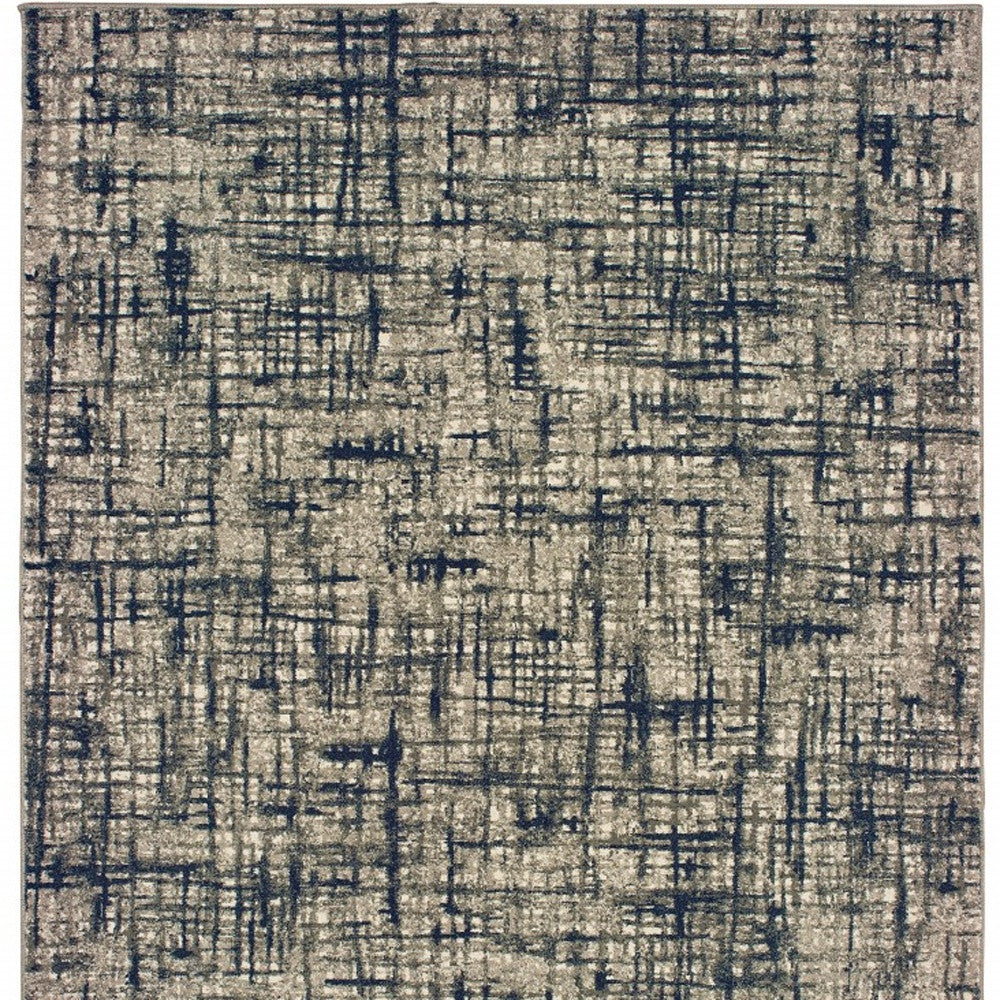 8' X 11' Gray And Navy Abstract Area Rug-5