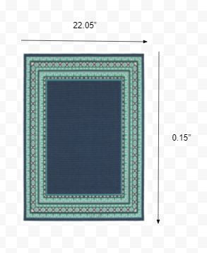 2' X 3' Blue and Green Indoor Outdoor Area Rug-4