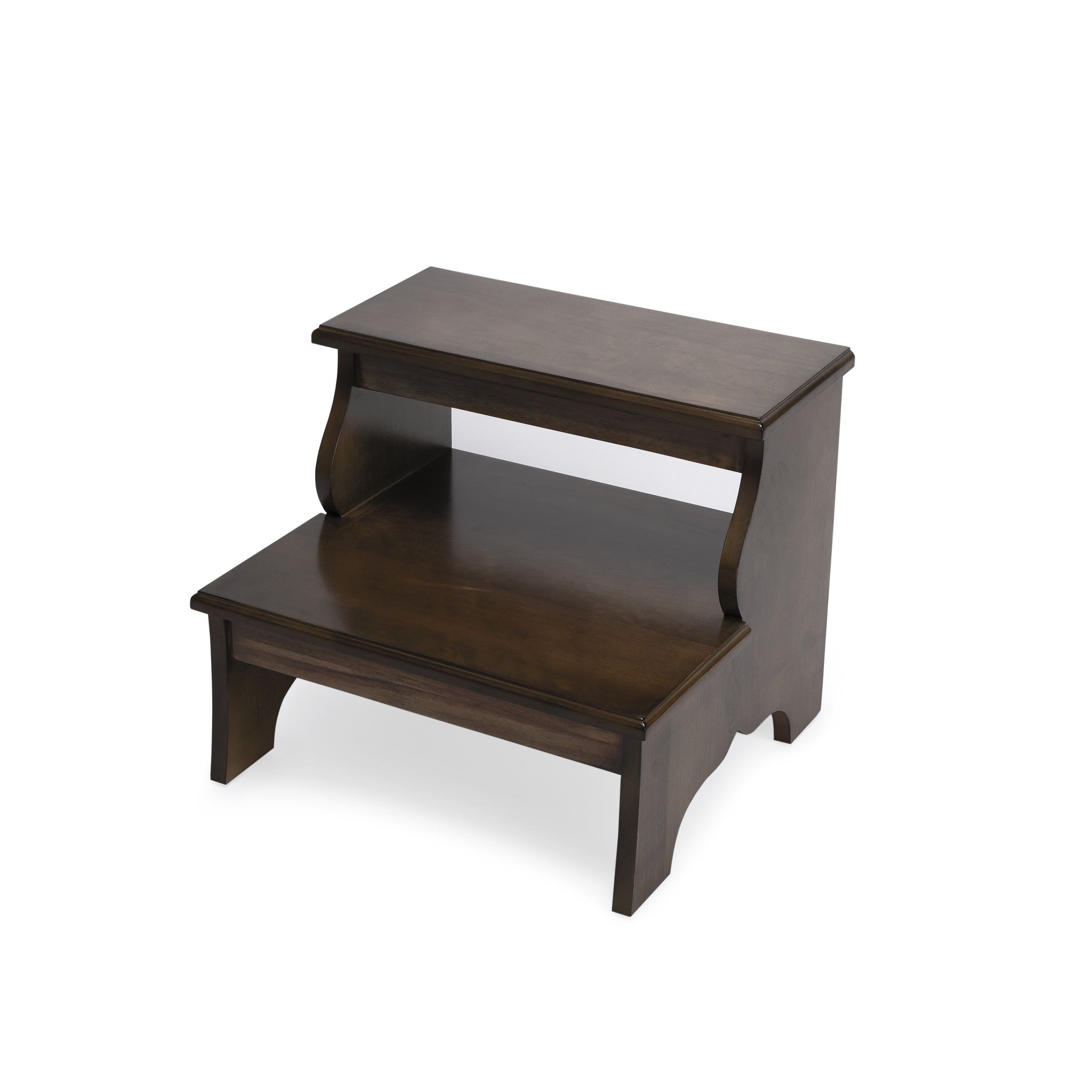 18" Brown Wood Step Stool-1