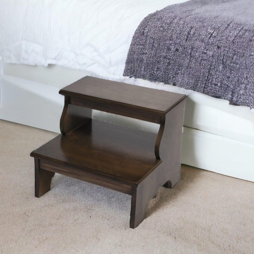 18" Brown Wood Step Stool-0