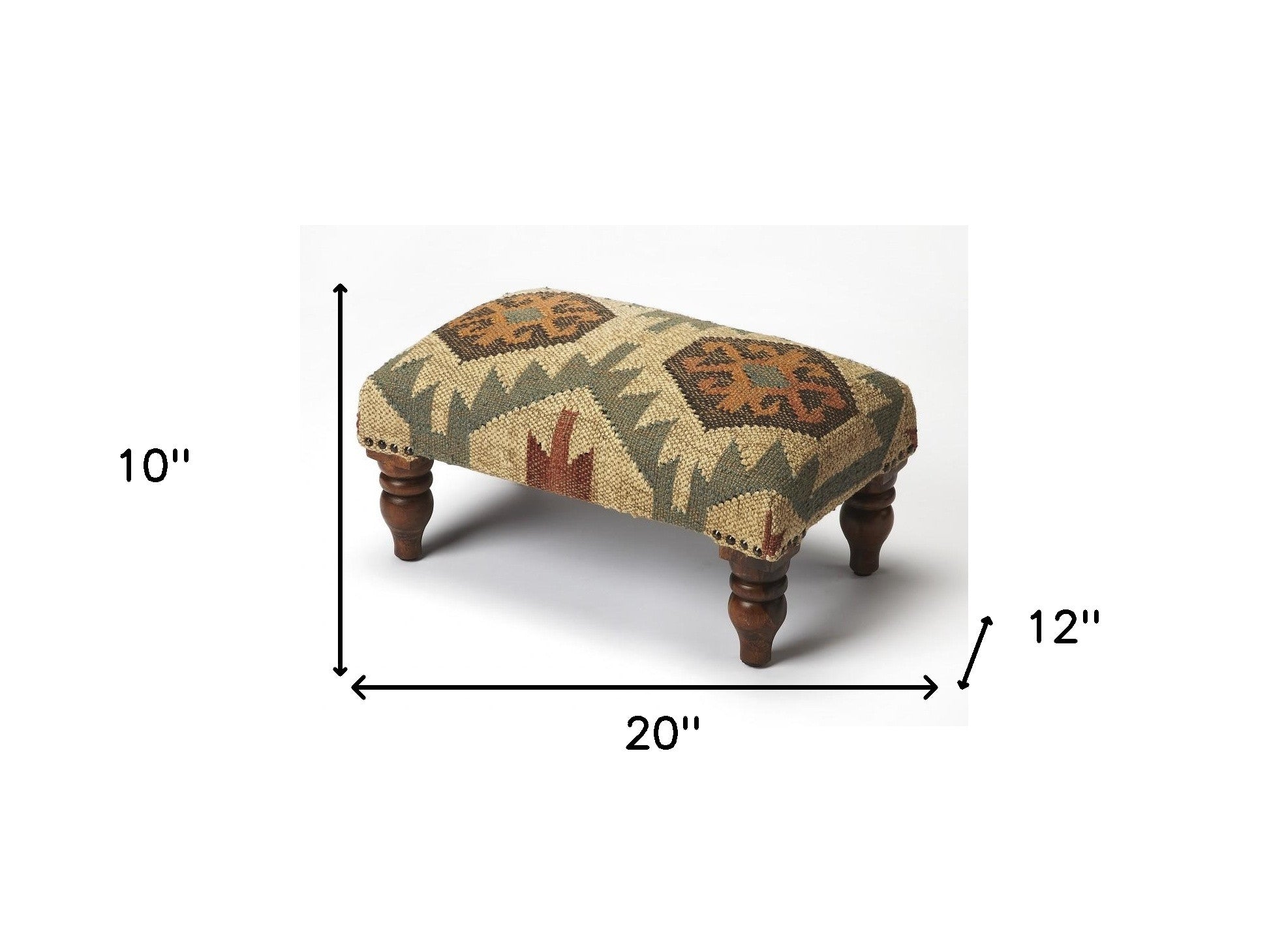 20" Brown Linen Cocktail Ottoman-5