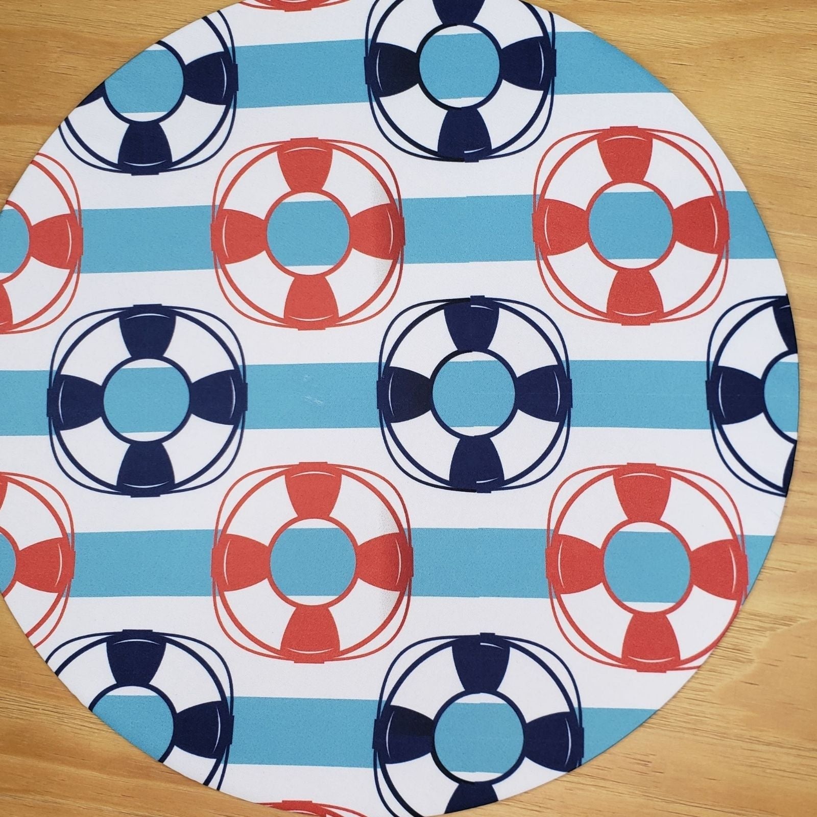 Set of 4 Round Placemats Covers Nautical Blue 14 Dia inch-1