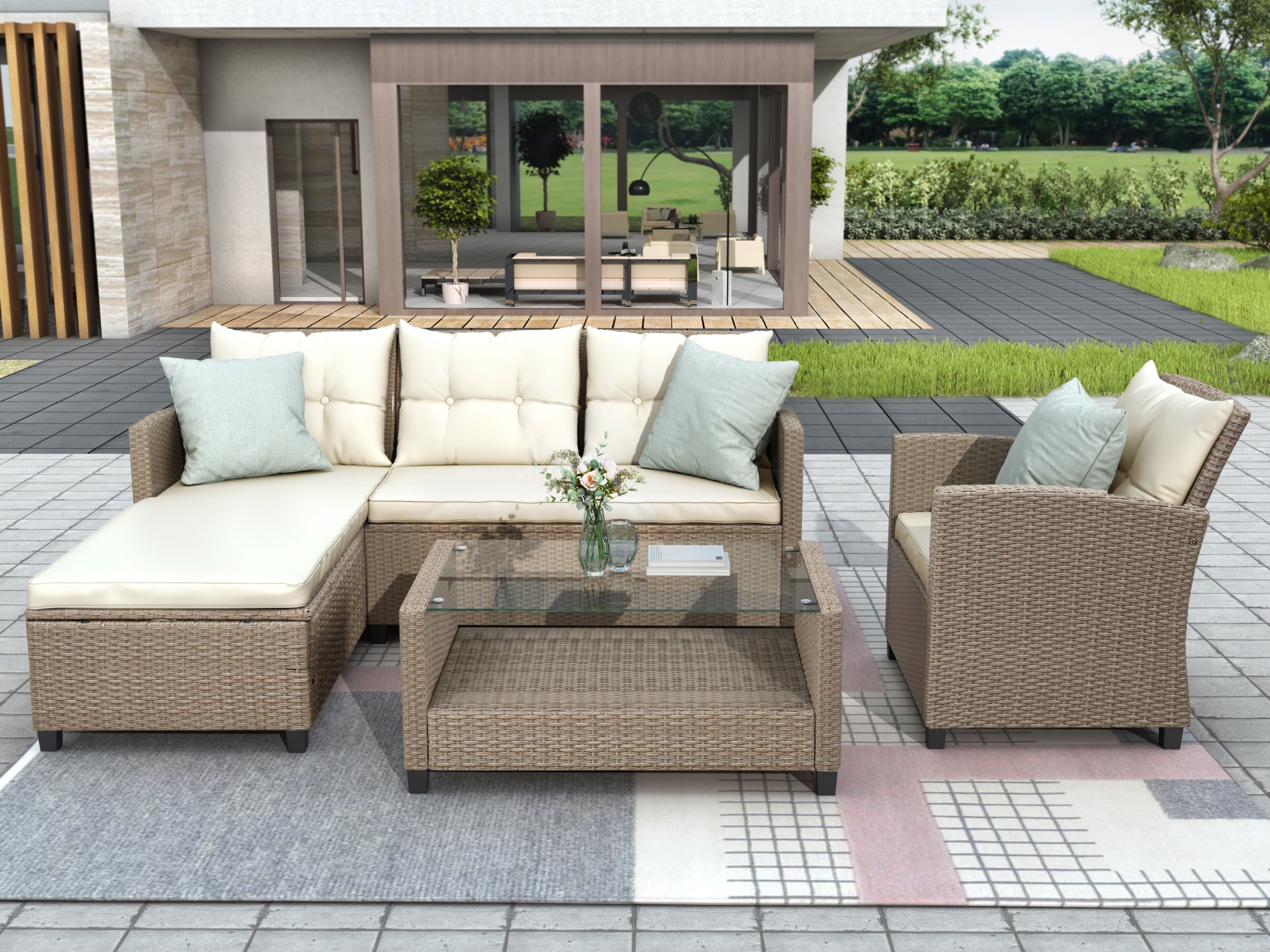 Set Of 4 Piece Outdoor, Patio Furniture-3