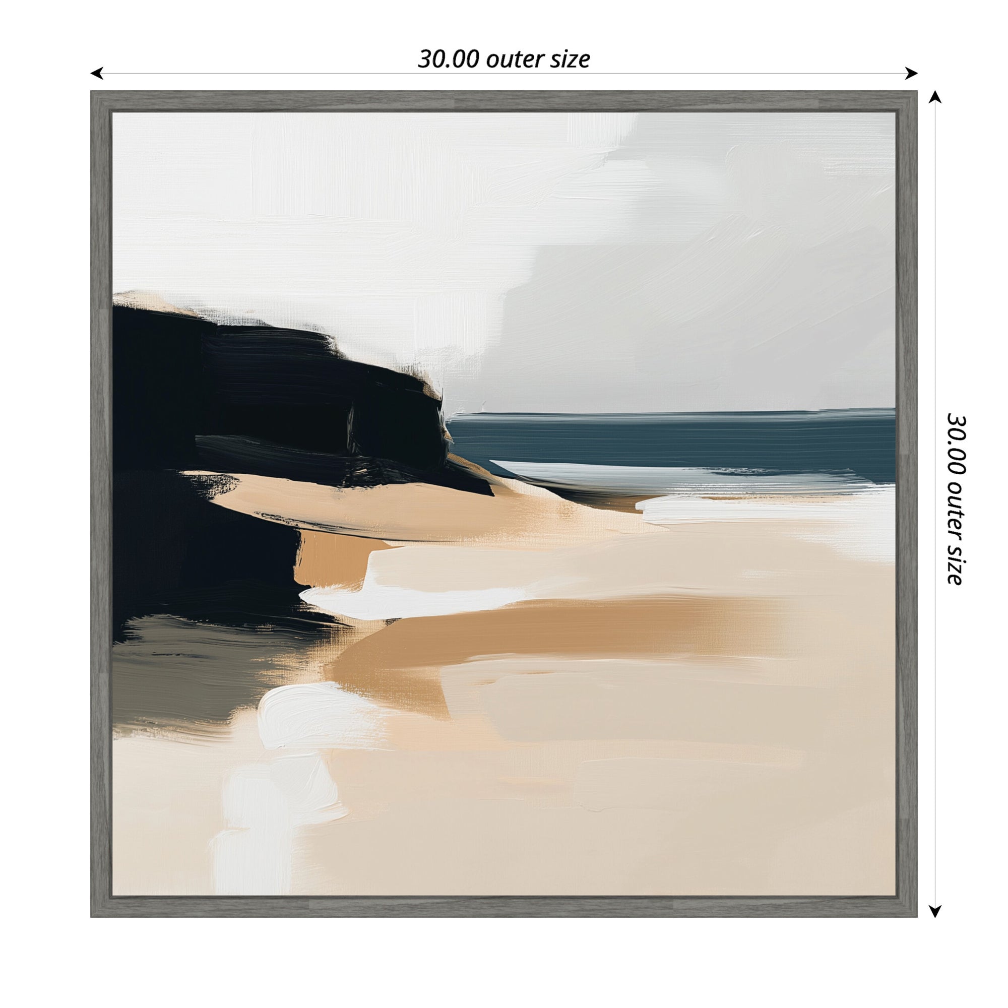 Sylvie Coastal Sand Modern Abstract Landscape I Framed Canvas by The Creative Bunch Studio