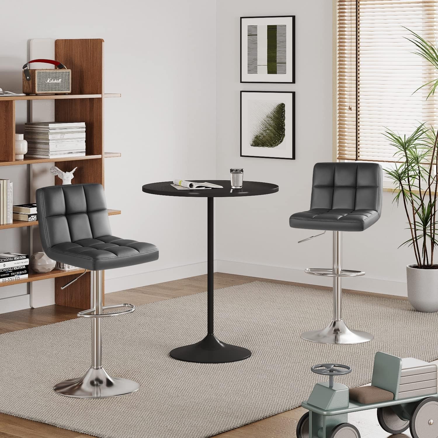 Bar Stools Gray Adjustable Swivel Counter Height 2 Pack