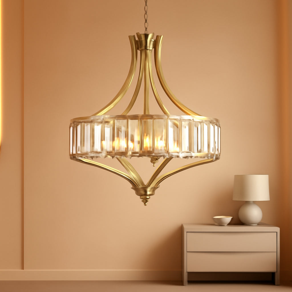 Gold Crystal Chandelier 4 Light Rustic Illumination-0