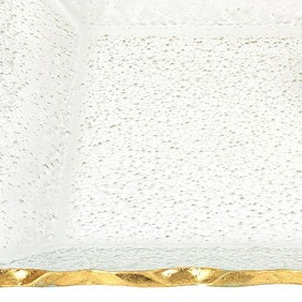 Bubble Glass Scalloped Gold Rim Rectangular Platter Or Tray-7