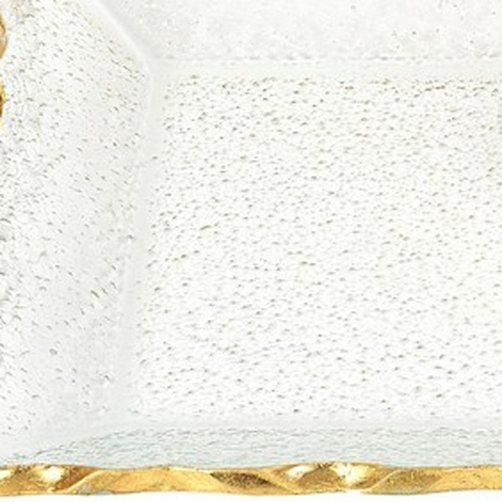 Bubble Glass Scalloped Gold Rim Rectangular Platter Or Tray-3