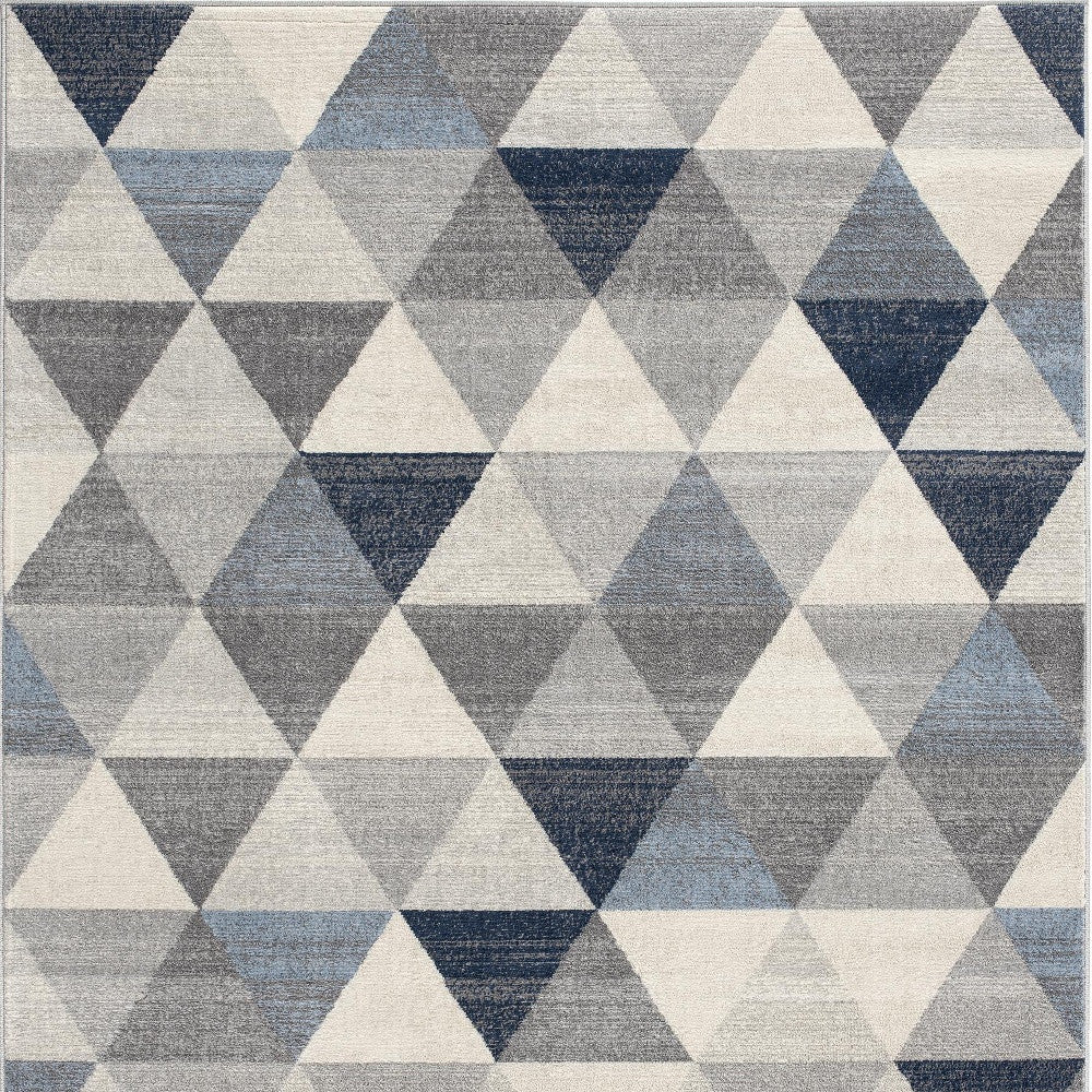 4' X 6' Navy Blue Geometric Diamond Area Rug-5