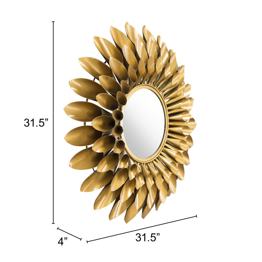 32" Gold Sunflower Sunburst Metal Accent Mirror-7