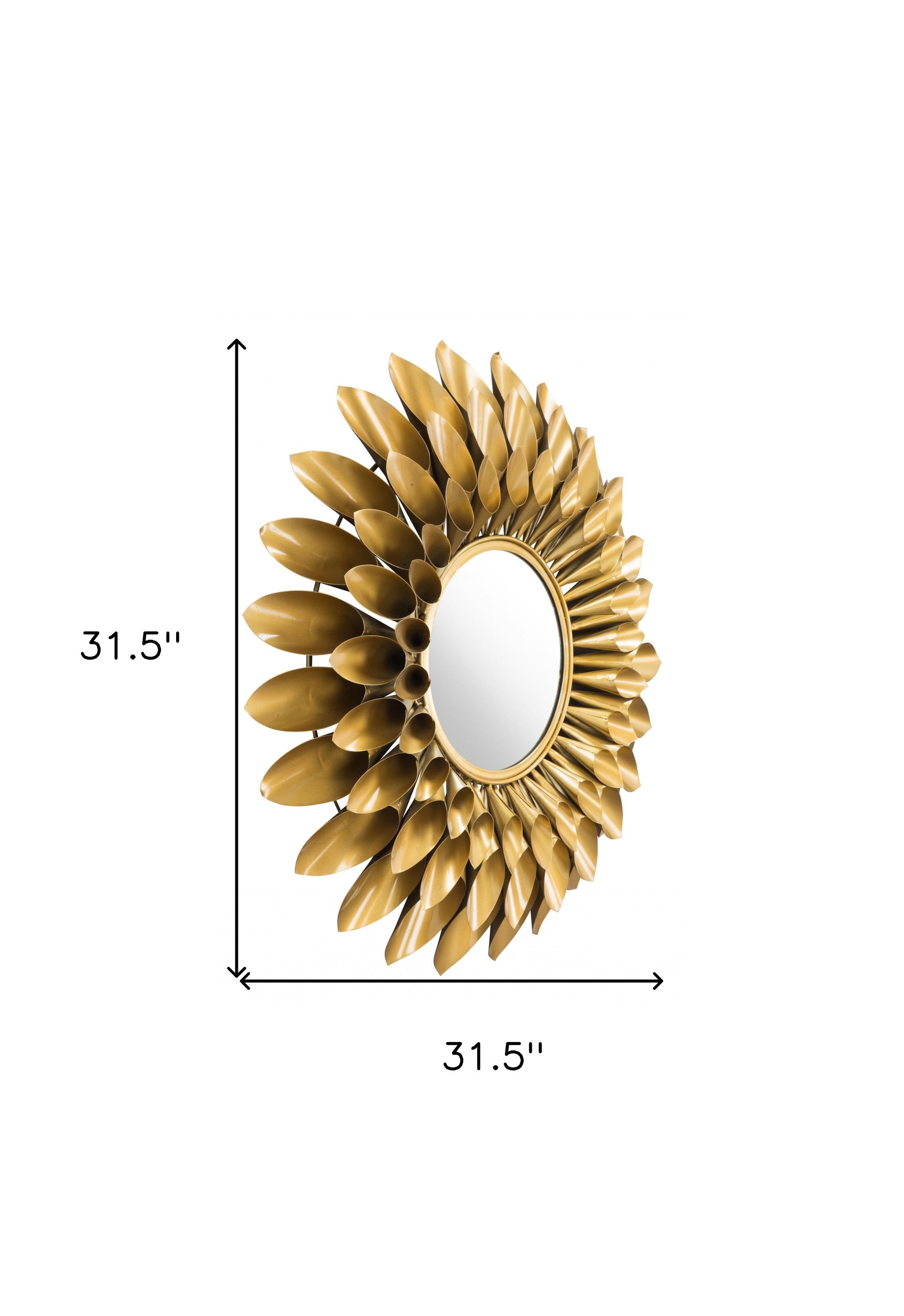 32" Gold Sunflower Sunburst Metal Accent Mirror-4