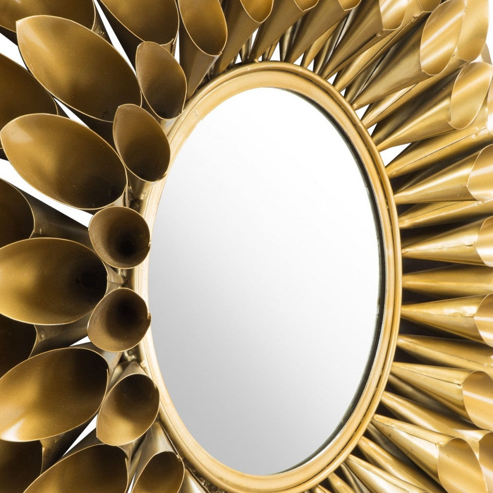 32" Gold Sunflower Sunburst Metal Accent Mirror-2