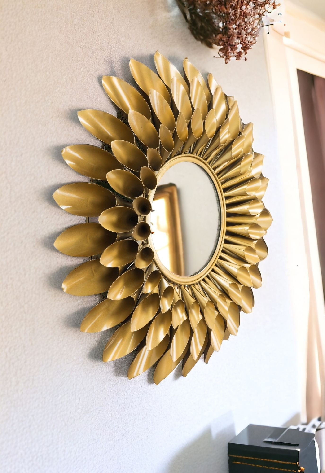 32" Gold Sunflower Sunburst Metal Accent Mirror-0