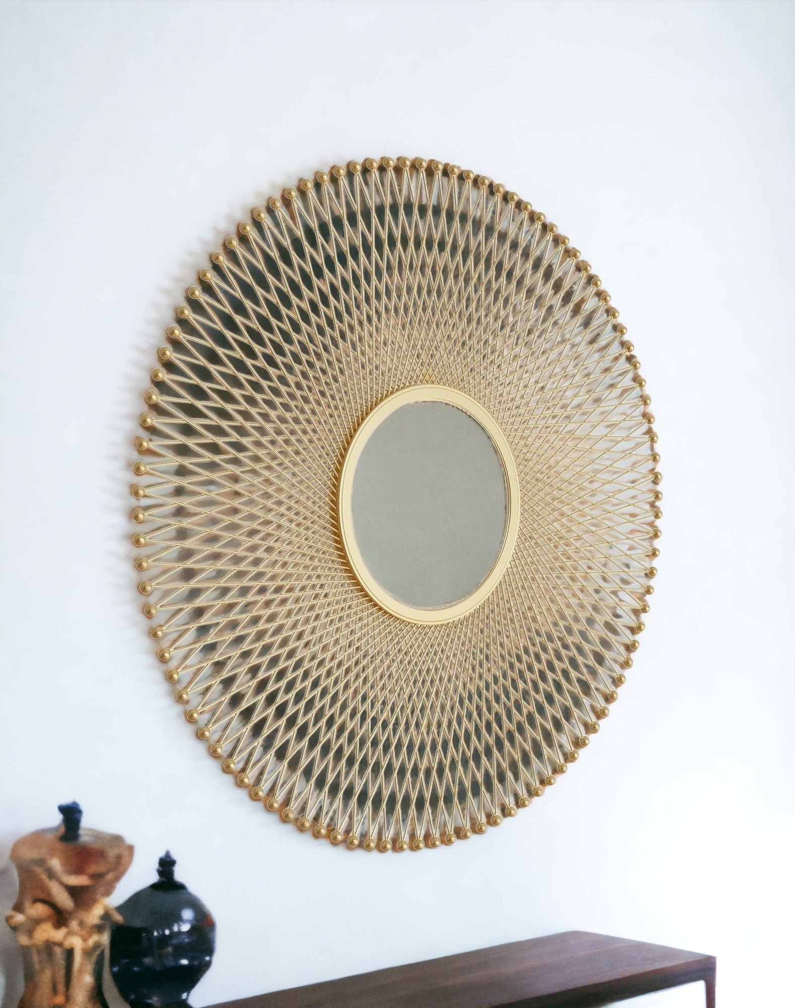 35" Gold Round Accent Mirror-0