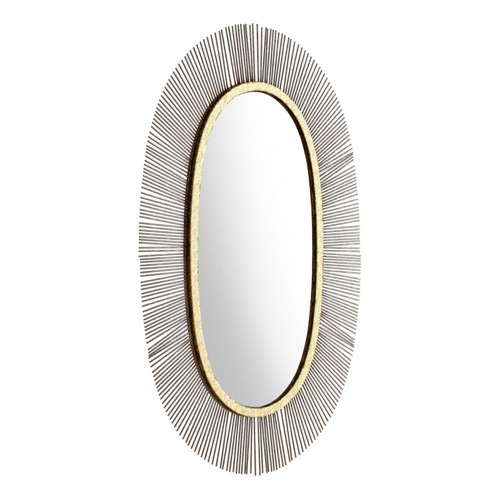 38" Black and Gold Oval Framed Accent Mirror-2