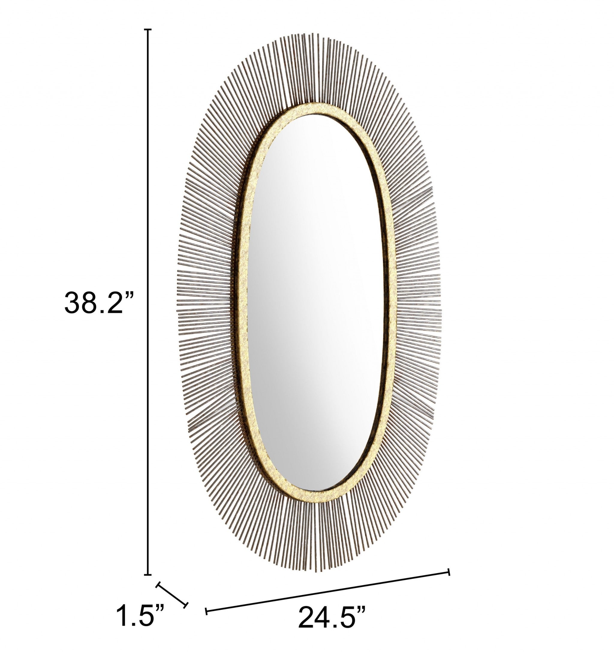 38" Black and Gold Oval Framed Accent Mirror-1