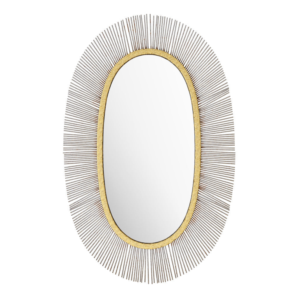 38" Black and Gold Oval Framed Accent Mirror-3