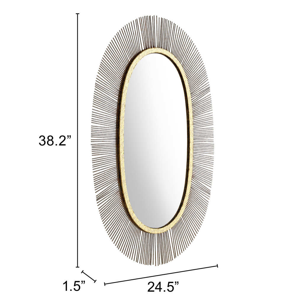 38" Black and Gold Oval Framed Accent Mirror-5