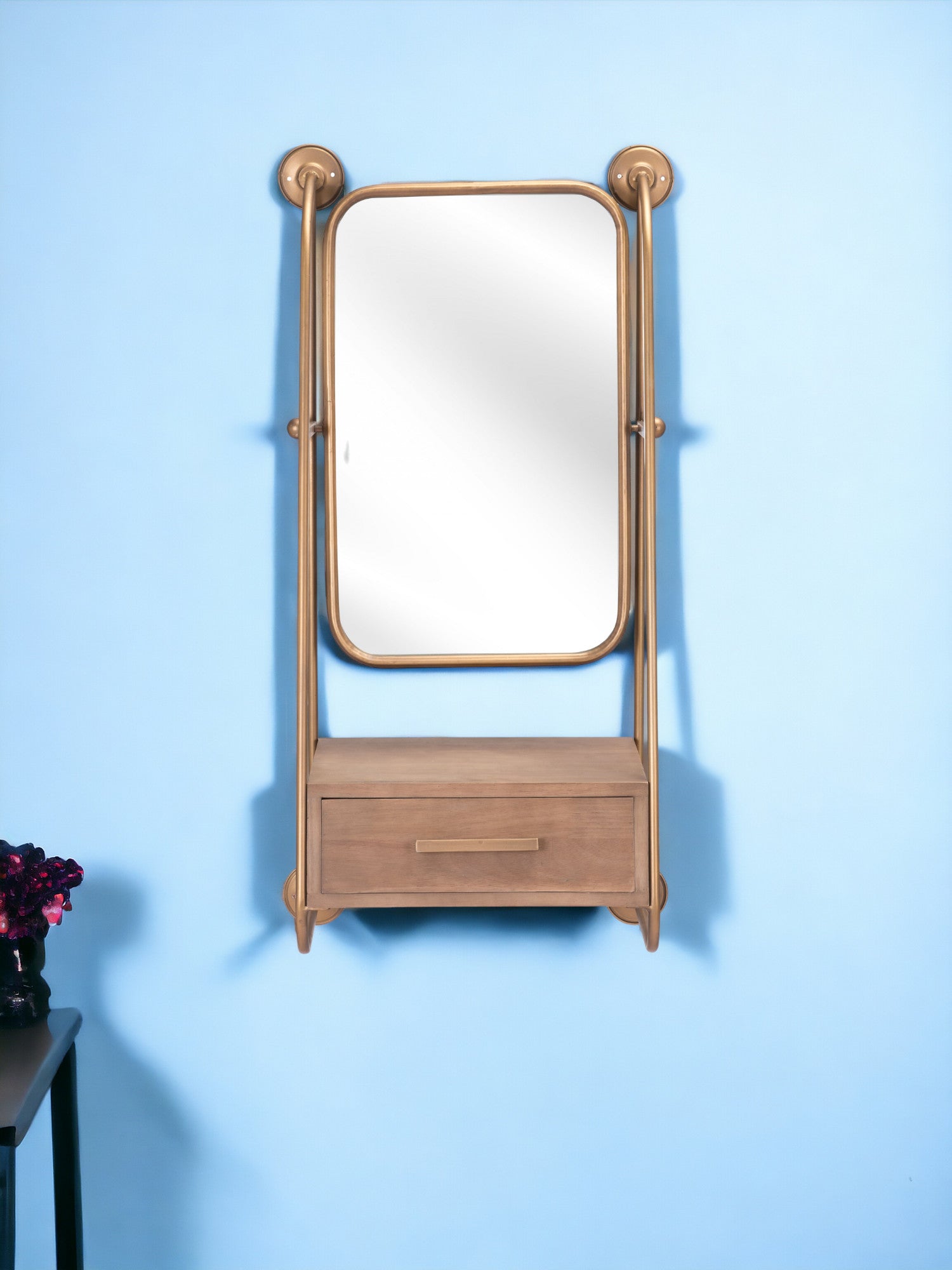 36" Gold Steel Framed Accent Mirror-0