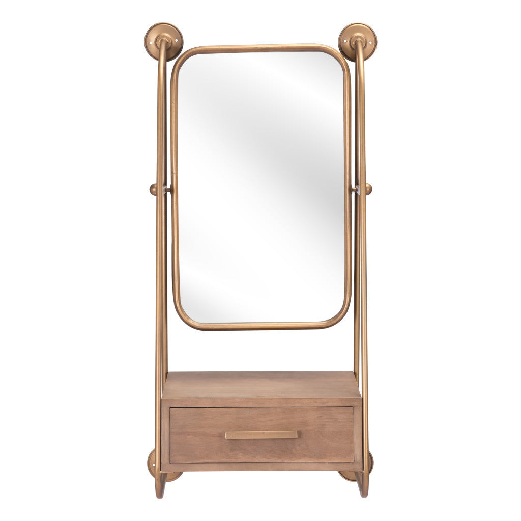 36" Gold Steel Framed Accent Mirror-8