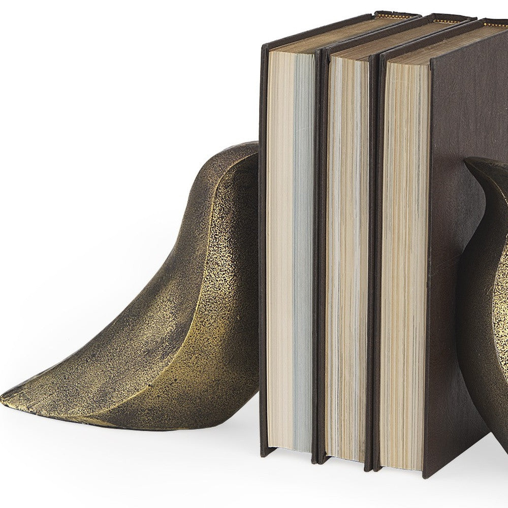 Rustic Antiqued Gold Dove Bookends-7