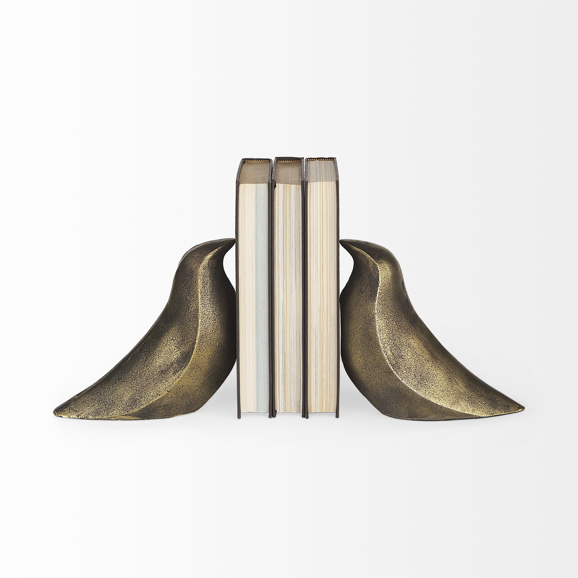 Rustic Antiqued Gold Dove Bookends-1