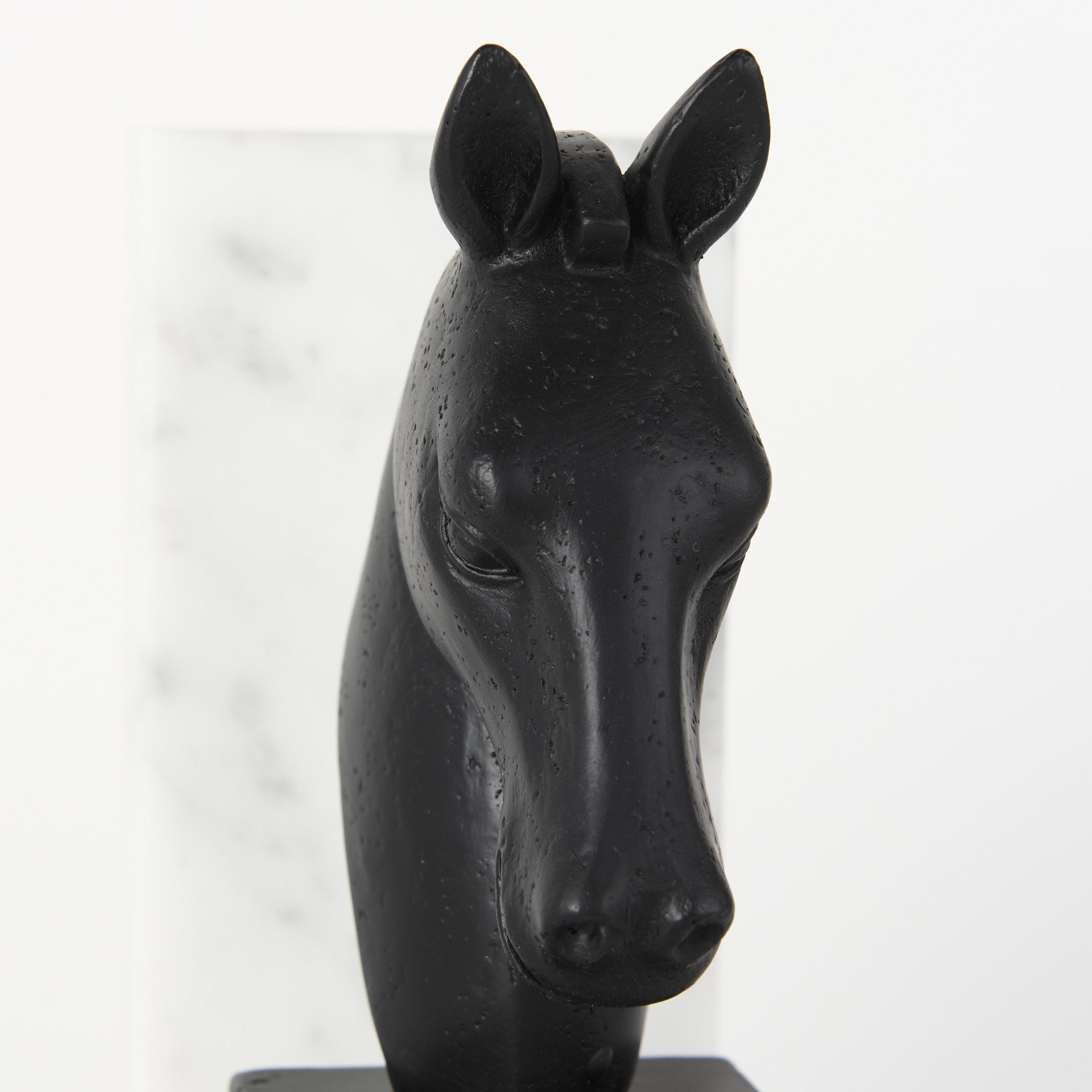 Black Stallion On White Marble Bookends-6