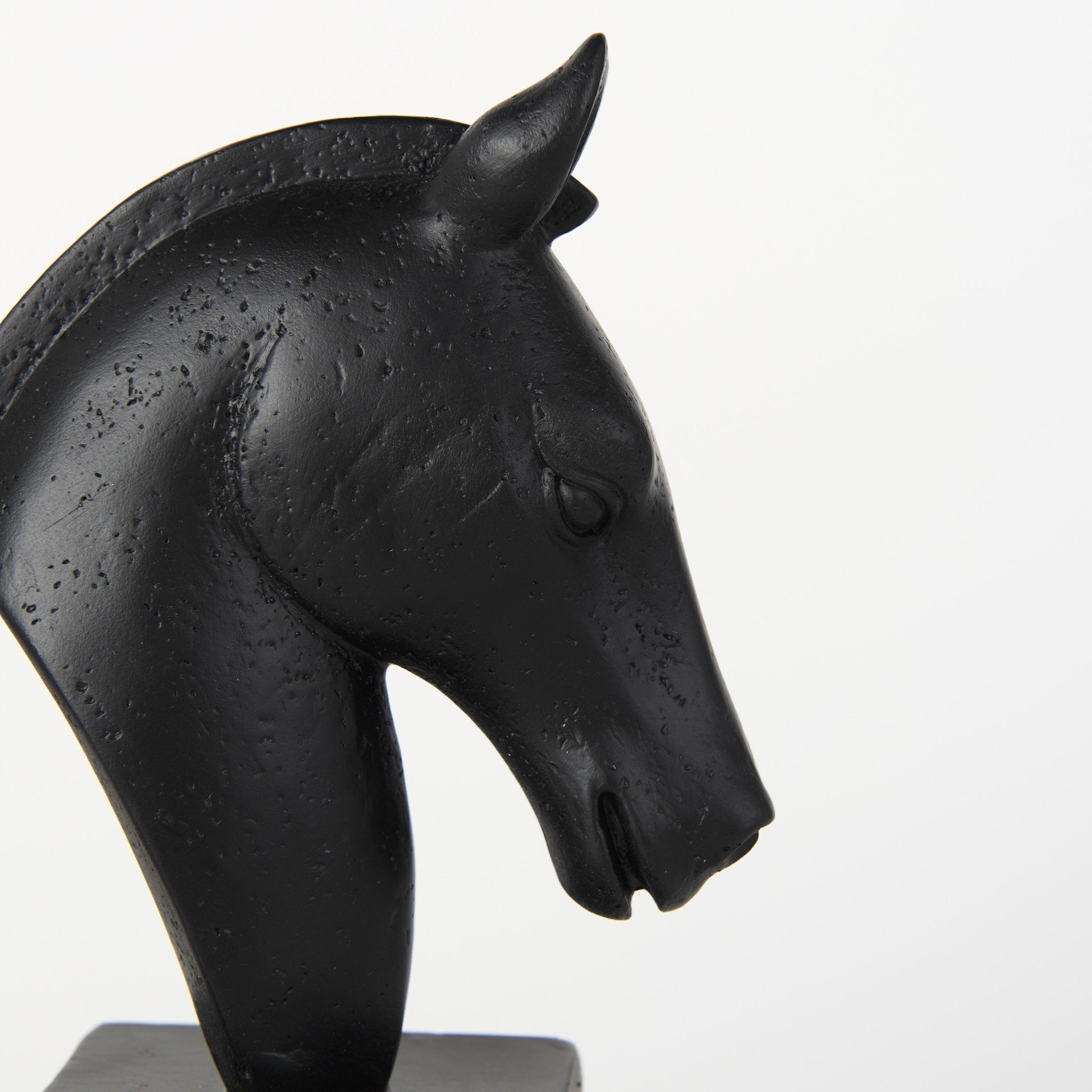 Black Stallion On White Marble Bookends-7