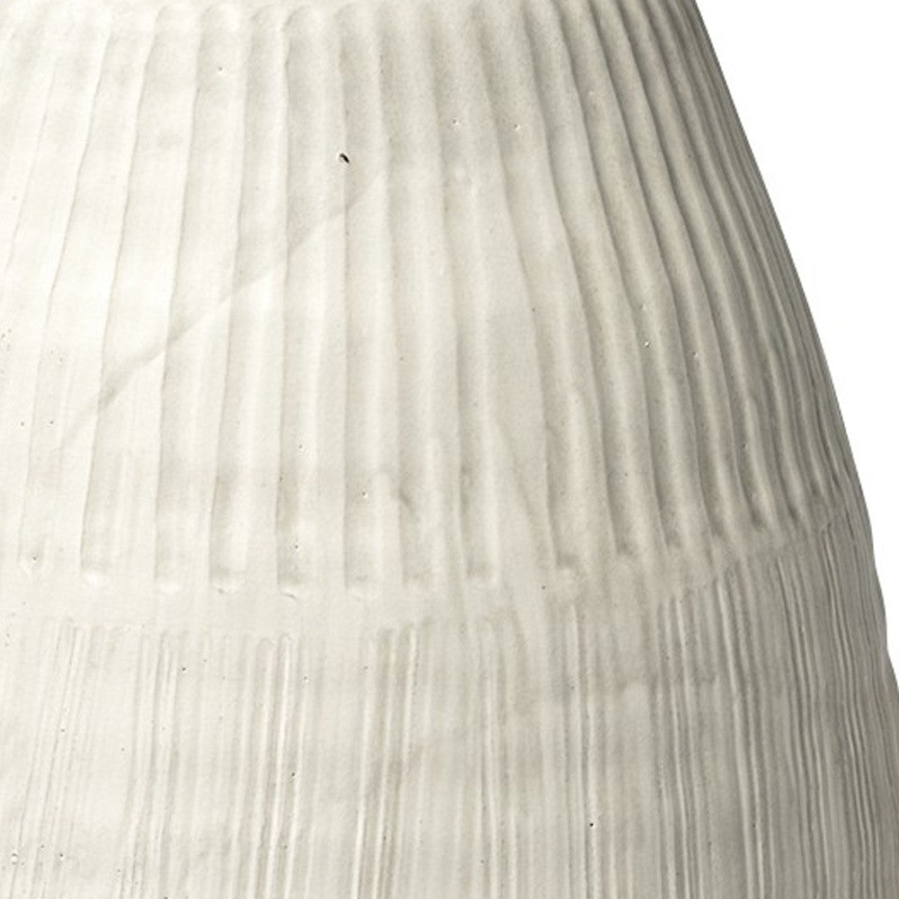 White Embossed Stripes Ceramic Vase-5