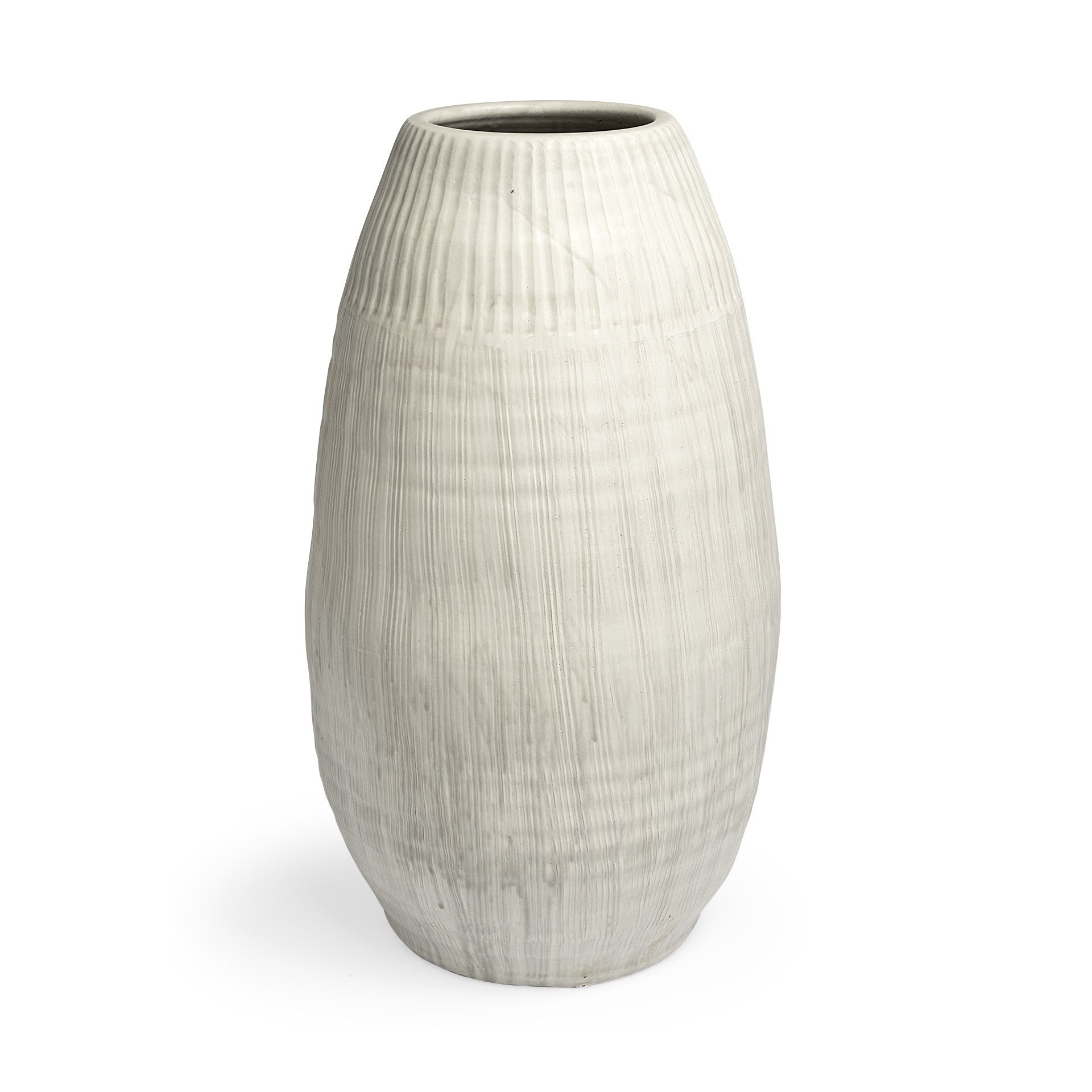 White Embossed Stripes Ceramic Vase-6