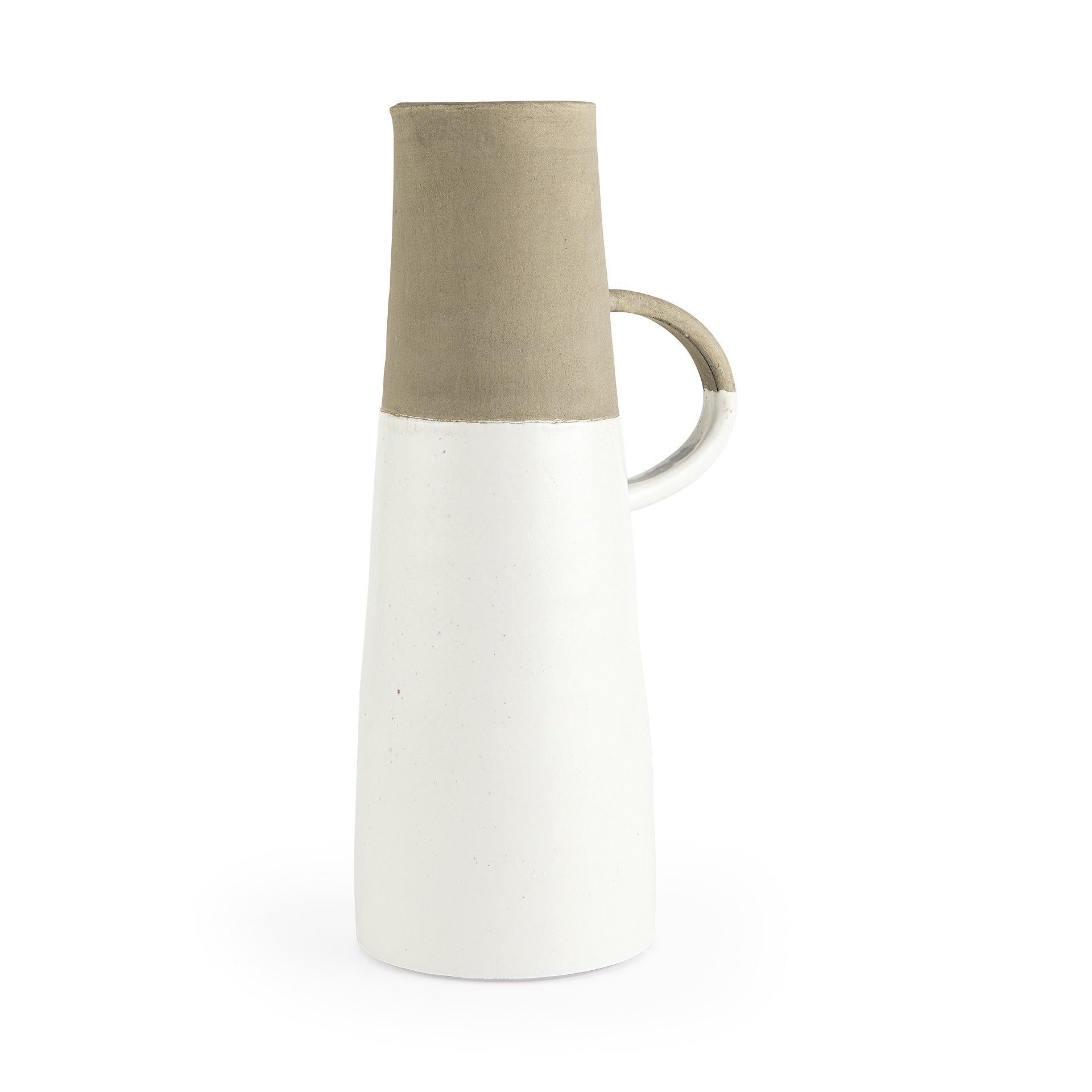 16" Rustic Organic White And Natural Decorative Jug-0