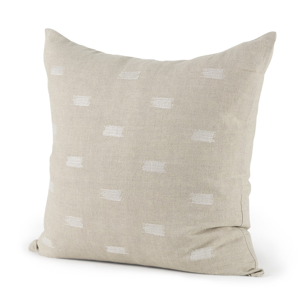 Canvas Beige And White Square Accent Pillow Cover-0