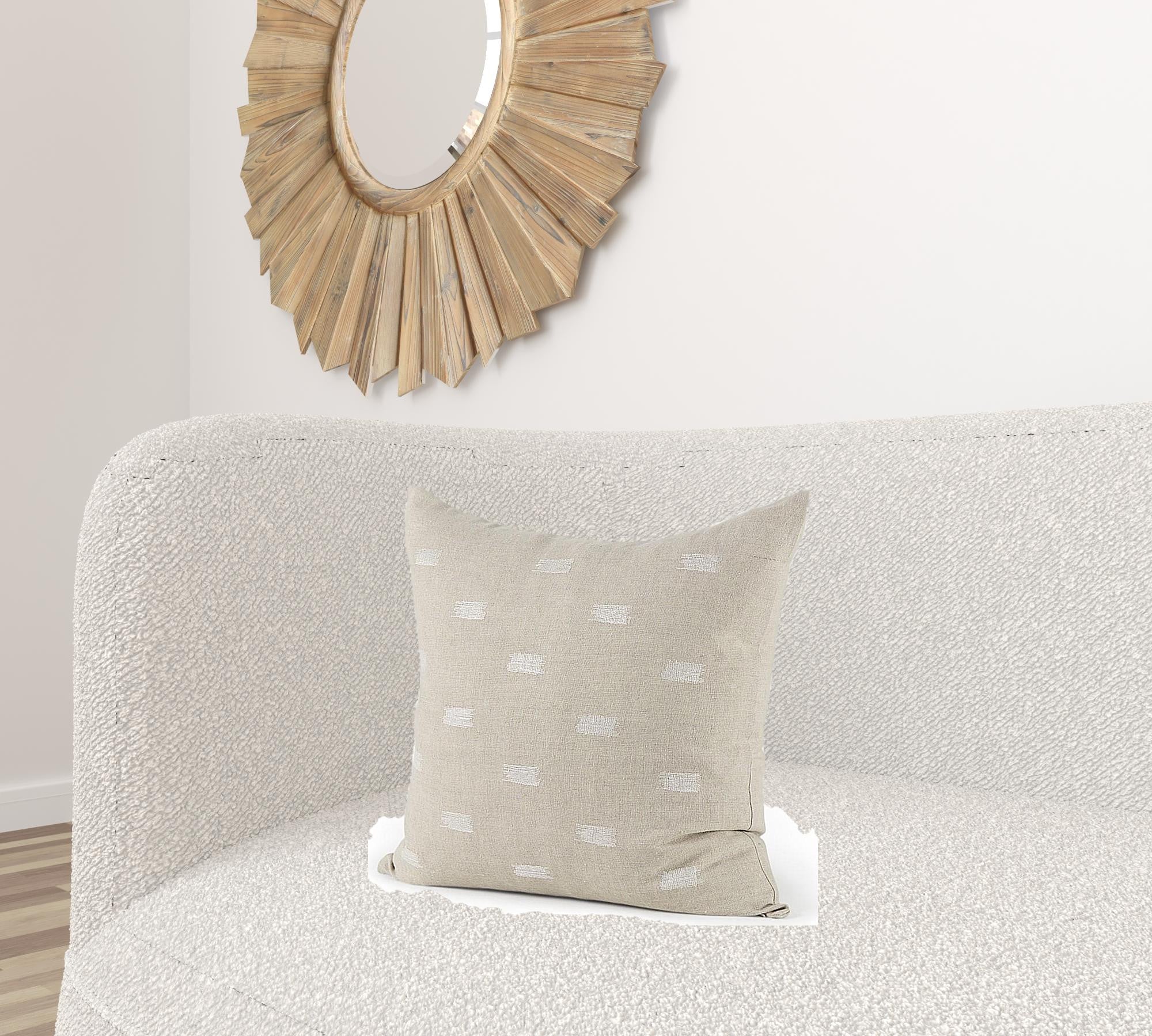 Canvas Beige And White Square Accent Pillow Cover-5